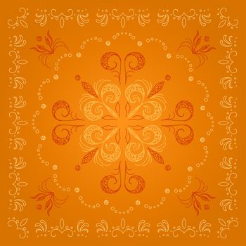 Abstract red and orange vector background with graphic floral pattern