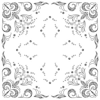 Abstract vector background with graphic outline floral pattern