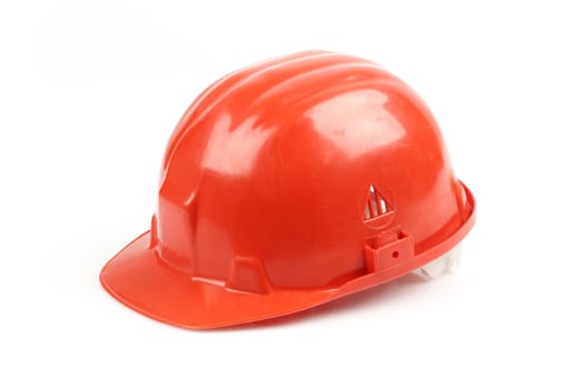 Red helmet over white background 