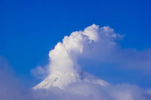 Volcano in a winter season on Kamchatka in Russia