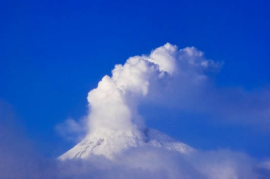 Volcano in a winter season on Kamchatka in Russia