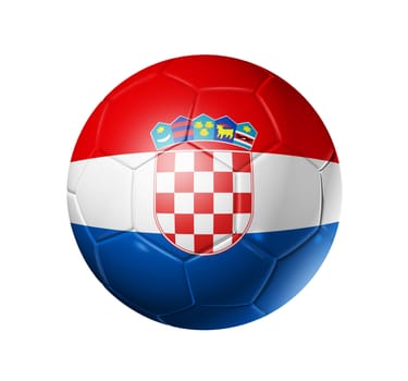 3D soccer ball with Croatia team flag. isolated on white with clipping pat