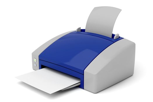 Printer on white background. 3d image.