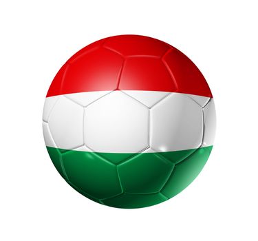 3D soccer ball with Hungary team flag. isolated on white with clipping path