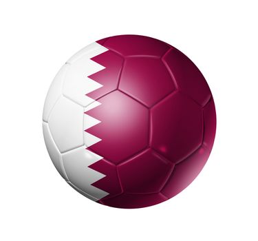 3D soccer ball with Qatar team flag. isolated on white with clipping path