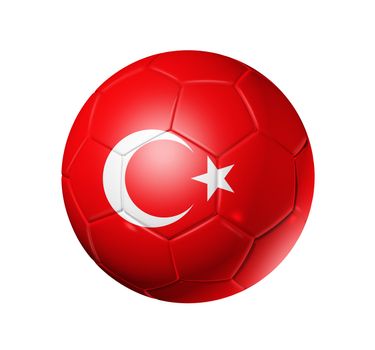 3D soccer ball with Turkey team flag. isolated on white with clipping path