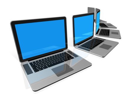 3D laptop computers isolated on white