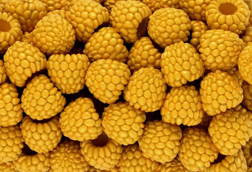 Yellow raspberry texture or background. CG render