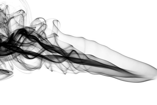 Abstraction. Black fume swirl over the white background