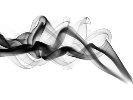 Abstraction. Black puff of smoke over the white background