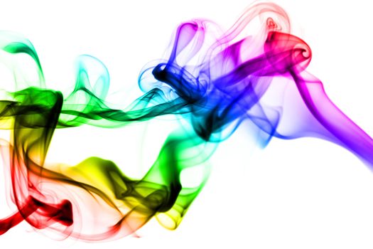Abstraction. Colorful smoke pattern over white background