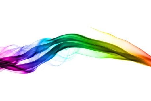 Colorful smoke abstract waves over white background