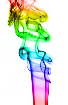 Gradient colored puff of smoke over white background