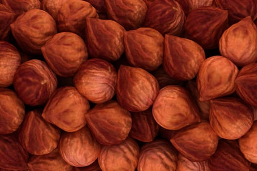 Hazel nuts texture or background. CG render