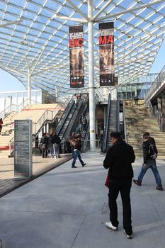 Entering EICMA 2011, International Motorcycle Exhibition in Milan, Italy