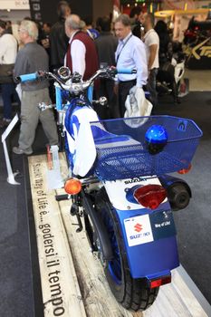 Visiting Suzuki motorcycels stands during EICMA 2011, International Motorcycle Exhibition in Milan, Italy