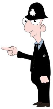 Isolated cartoon Policeman character pointing