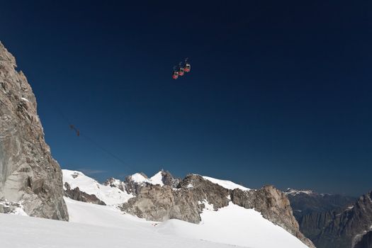 summer view of Mont Blanc massif from Helbronner peak