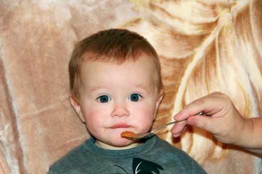 Cute eating baby 1 year