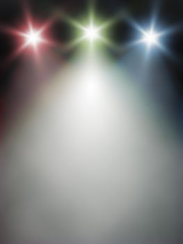 An image of a red green blue light on stage