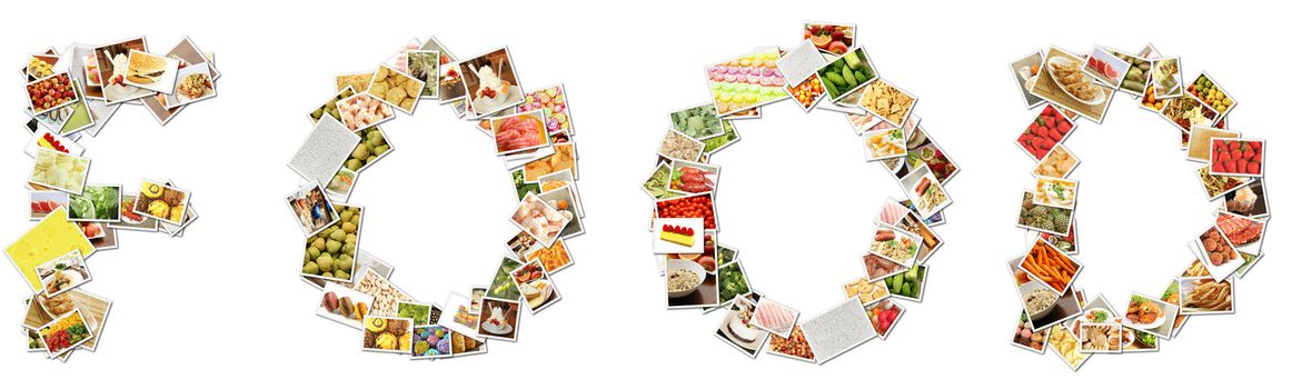 Food Menu Collage in Letters of Alphabet