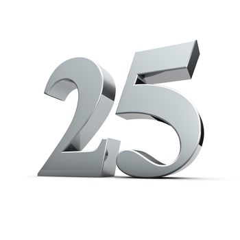 Rendering of a silver twenty-five number