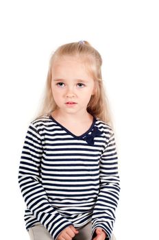 Shot of little cute girl with long hair in studio