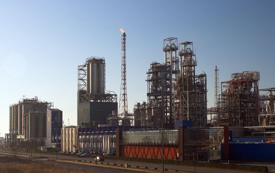 Oil refinery before sunset - Antwerp port