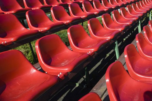 Rows of seats for spectatores in a football arena!