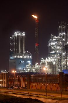 Petrochemical plant in the night - Antwerp port
