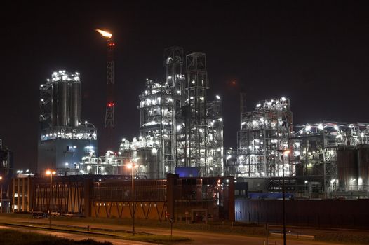 Petrochemical plant in the night - Antwerp port