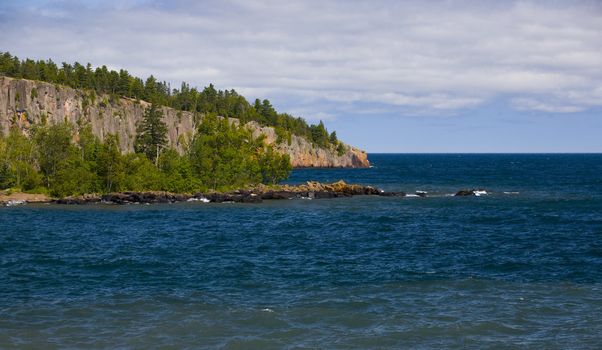 Shovel point and blue water along the North Shore of Lake Superior