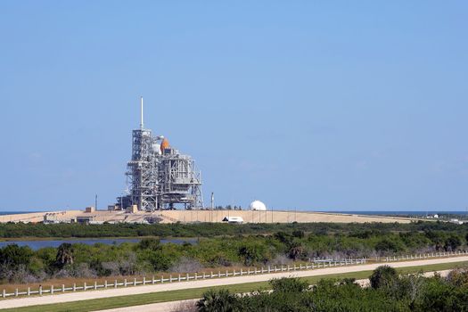 space shuttle on launch platform