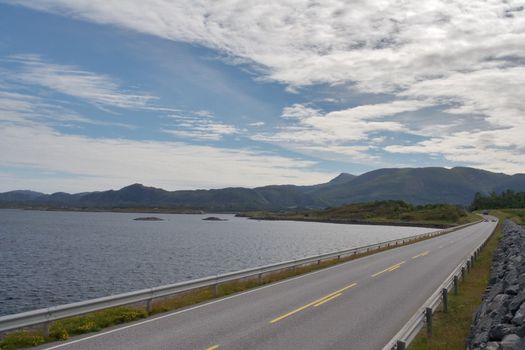 Road going along the Atlantics coast line (Atlantic Road, Norway)