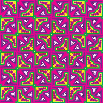 Seamless abstract pattern of yellow, green and pink butterflies
