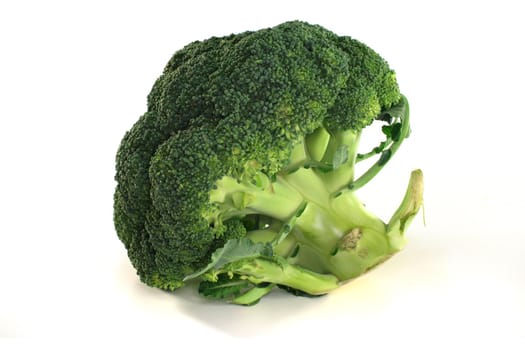 green head of broccoli on a white background