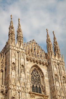 Detail of Duomo of Milano, one of the most important monuments of christianity