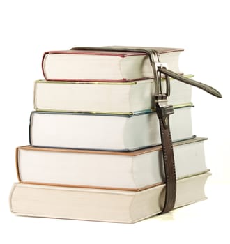 Stack of books reader on the white background