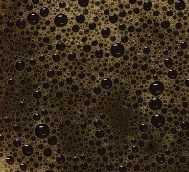 close up of black coffee bubbles