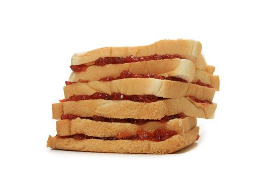 Slices of bread with strawberry jam