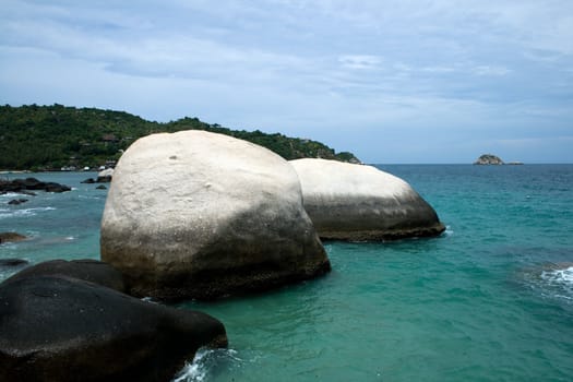 Sea coast with stones in water