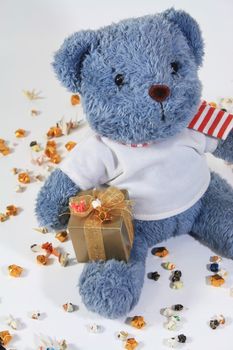 teddy bear on star paper background
