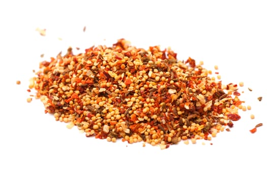 photo of multi-colored spices on white background