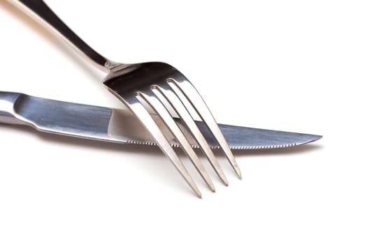knife and fork on a white background 