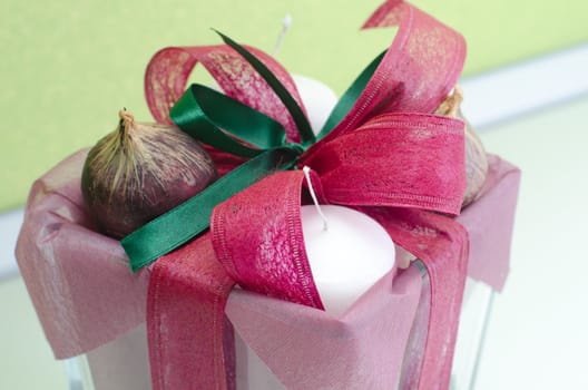 closeup photo of decoration candle at the table
