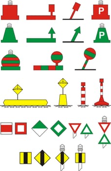 Signs traffic river navigation, vector illustration