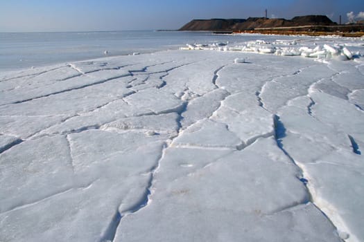 frozen Winter sea, the in the ice, background
