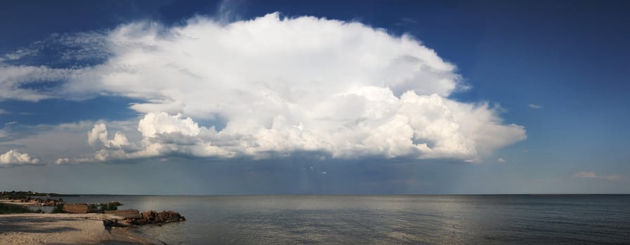 Cloudy sky above a sea, panorama