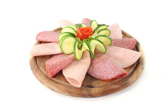 plate of fresh cold meats and vegetables