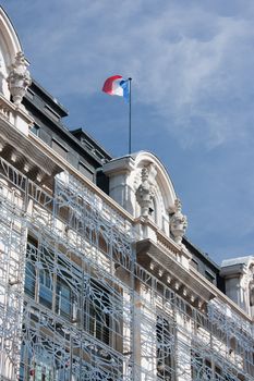 Building in Paris with the french flag